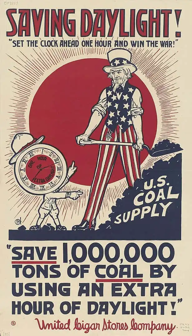 daylight saving war propaganda poster from the US